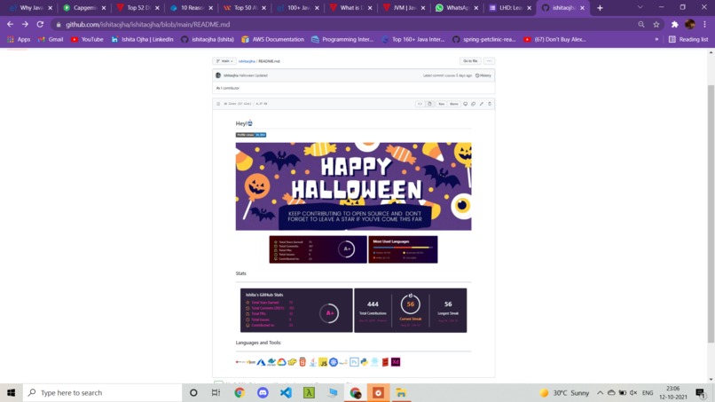 GitHub Profile Readme  – screenshot 1