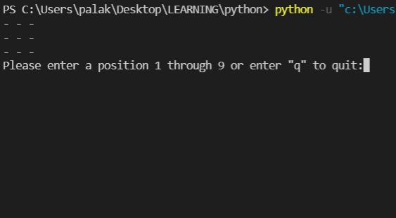 tic tac toe python – screenshot 1