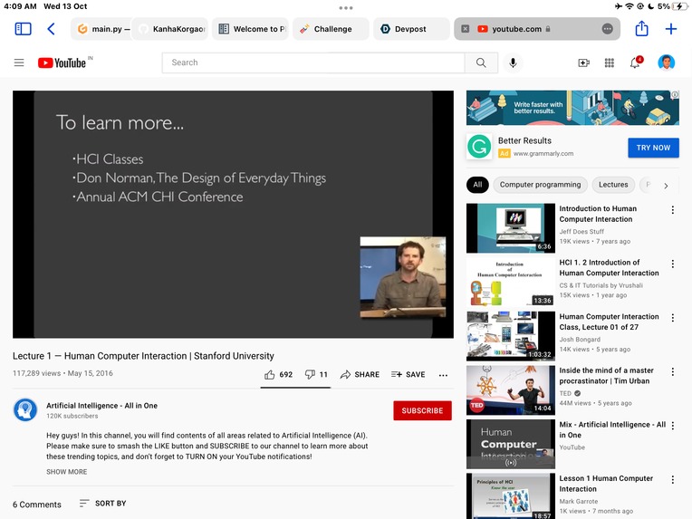 Learning HCI – screenshot 1