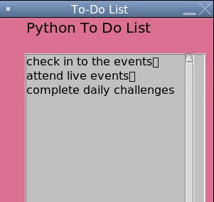 to do list application – screenshot 1