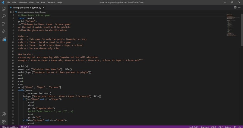 Stone Paper Game in Python | Devpost