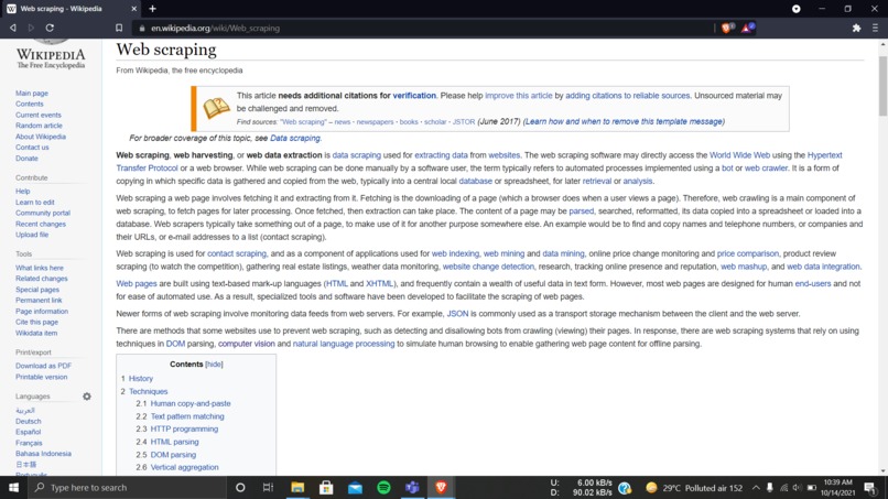 Learn how to Web Scrape – screenshot 2