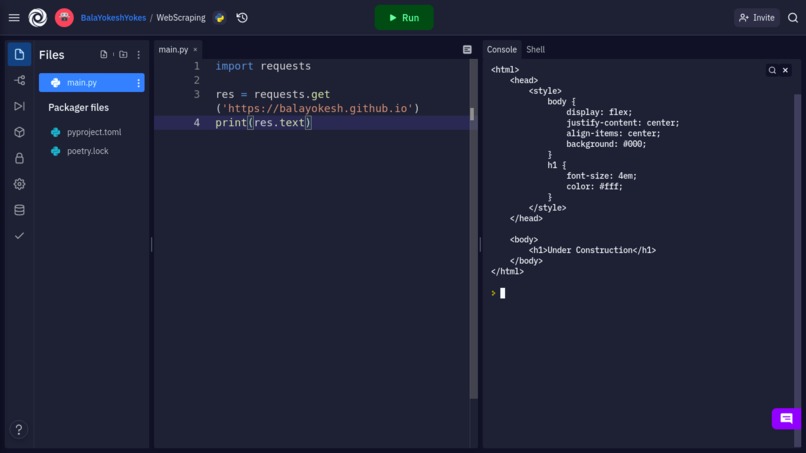 Web scraping – screenshot 1