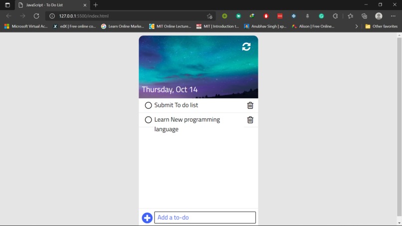 To do list  – screenshot 1