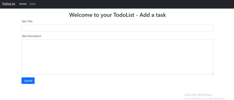 To-Do list aopplication – screenshot 1