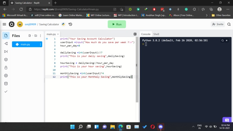 Learning Python Using Replit – screenshot 1