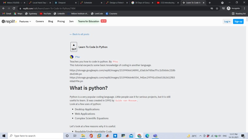 learning Python – screenshot 1
