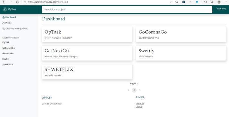 OpTask – screenshot 2
