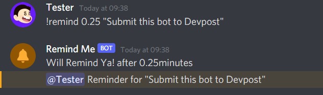 Remind Me Discord Bot – screenshot 1
