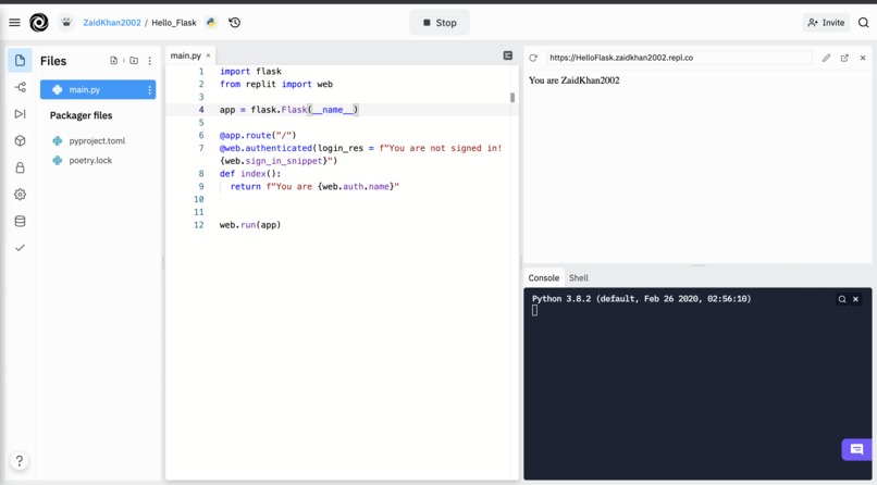 Hello Flask – screenshot 1