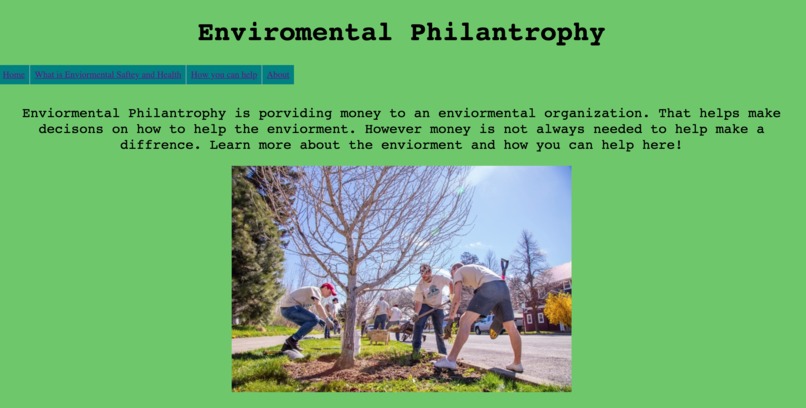 Enviormental Philantrophy Website – screenshot 1