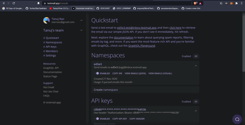 Learning how to work with email API's – screenshot 1