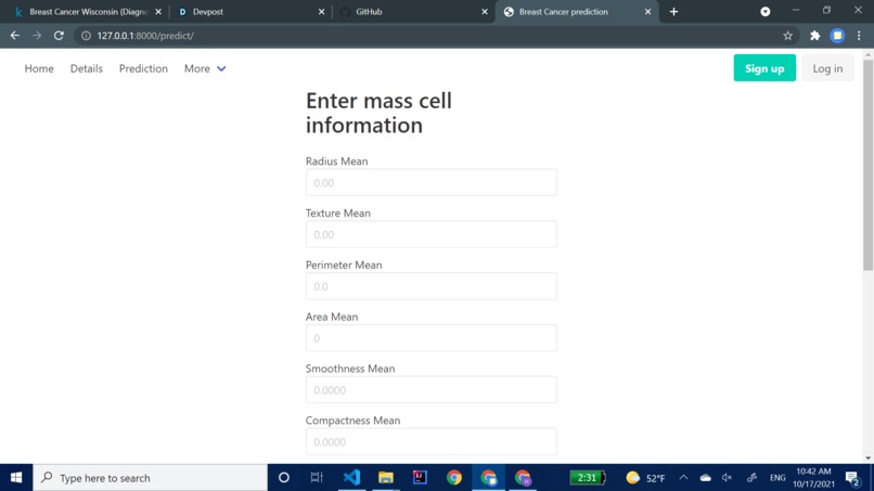 Breast Cancer Prediction – screenshot 2