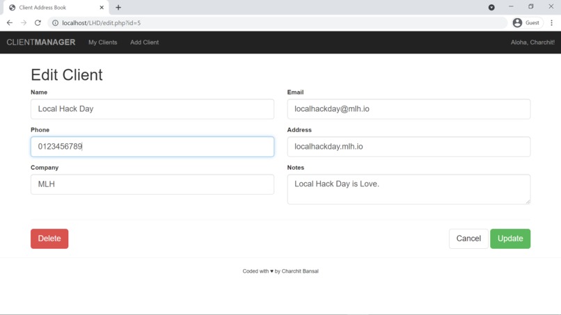 Client Address Book – screenshot 4