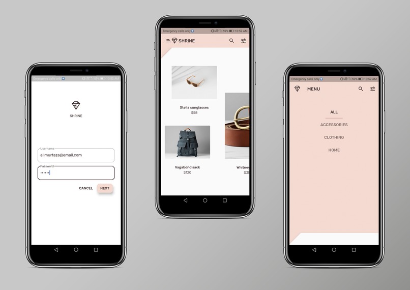 Flutter Shrine App – screenshot 1