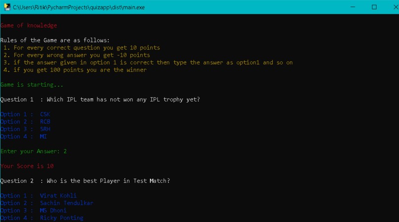 quizapp – screenshot 1