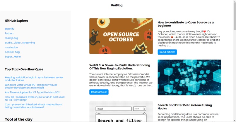 UniBlog – screenshot 1