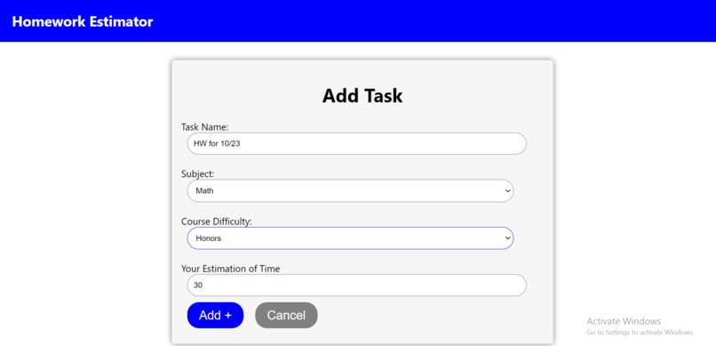 Homework Estimator – screenshot 3