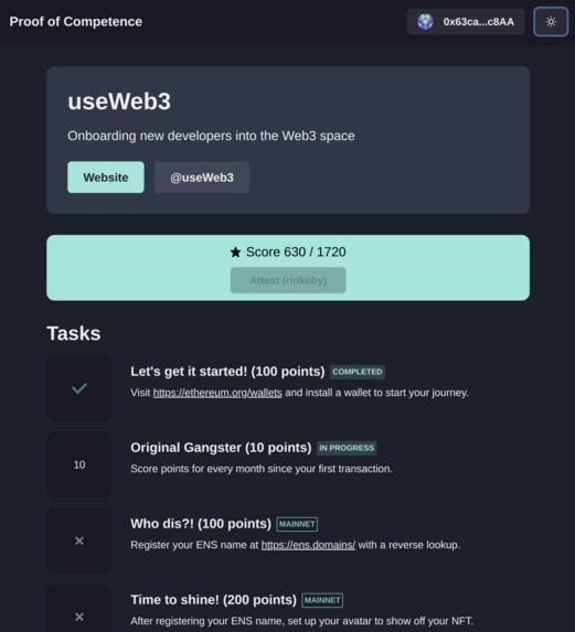 Proof of Competence (PoC) – screenshot 2