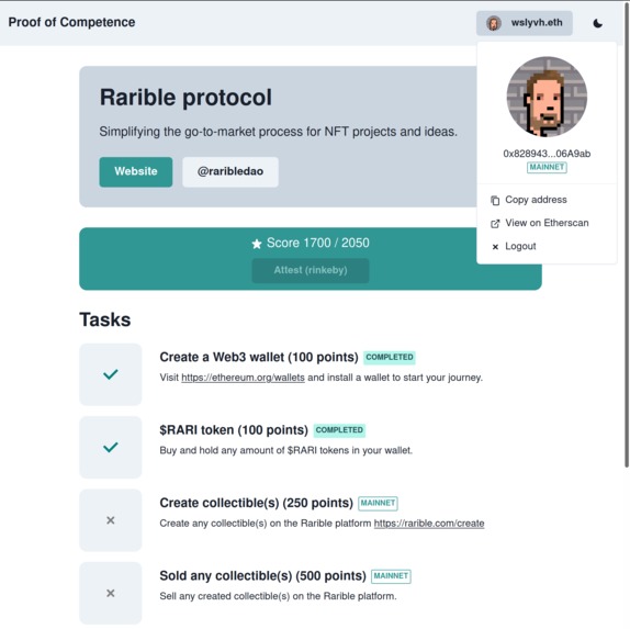 Proof of Competence (PoC) – screenshot 1