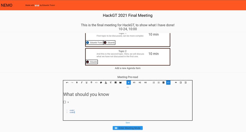 NEMO - Finding you way thorugh online meetings – screenshot 2