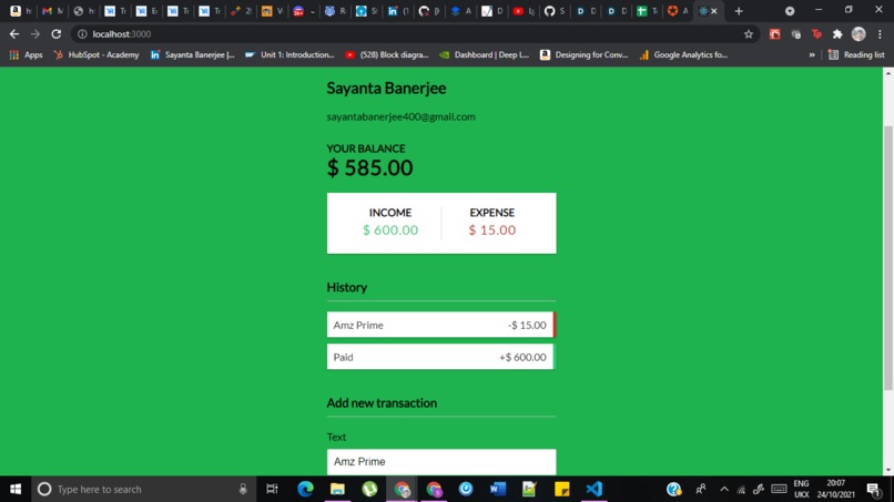 Authenticated Money Tracker – screenshot 1