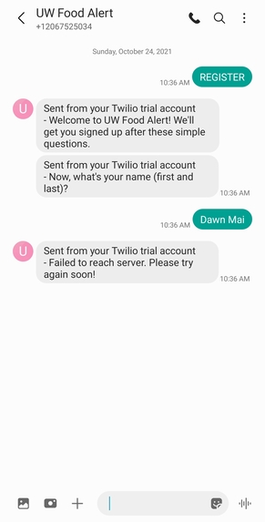 UW Food Alert – screenshot 1