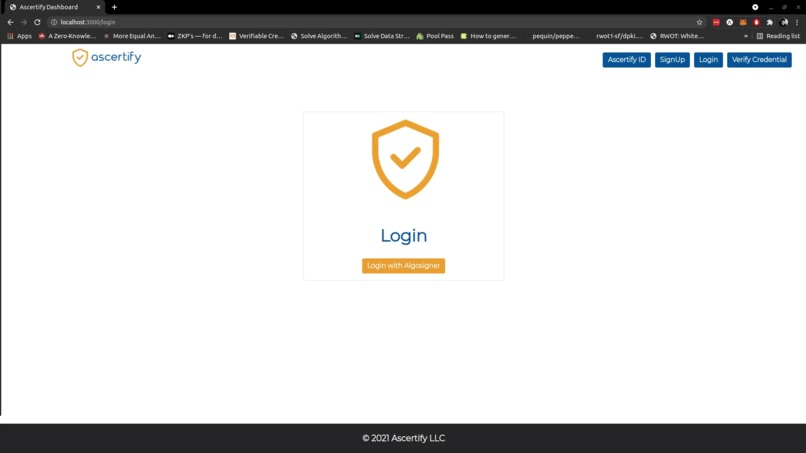 Ascertify: DIDs on Algorand and VC management – screenshot 3