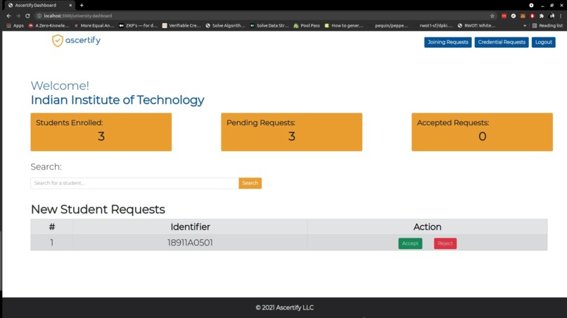 Ascertify: DIDs on Algorand and VC management – screenshot 12