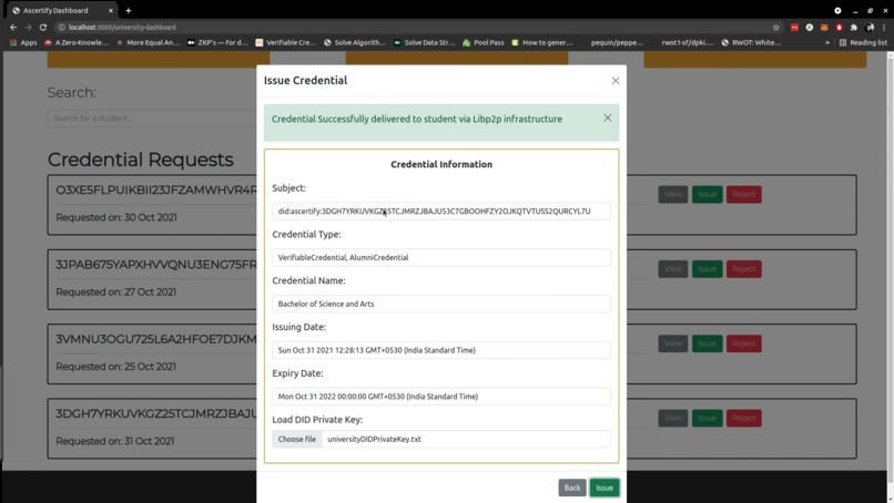 Ascertify: DIDs on Algorand and VC management – screenshot 11