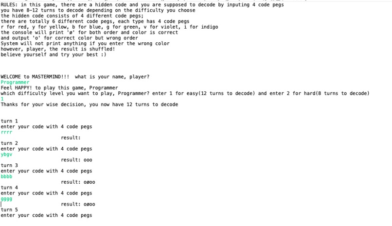 MasterMind – screenshot 1