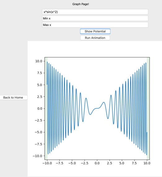 Crank-Nicholson, 1D Particle, User Defined Potential – screenshot 3