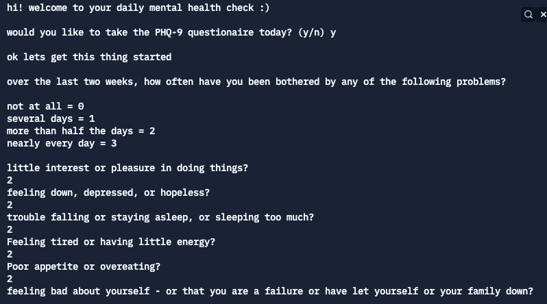 Daily Mental Health Check – screenshot 1