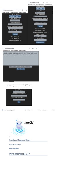 3D Printing Pricer and Invoicer – screenshot 1