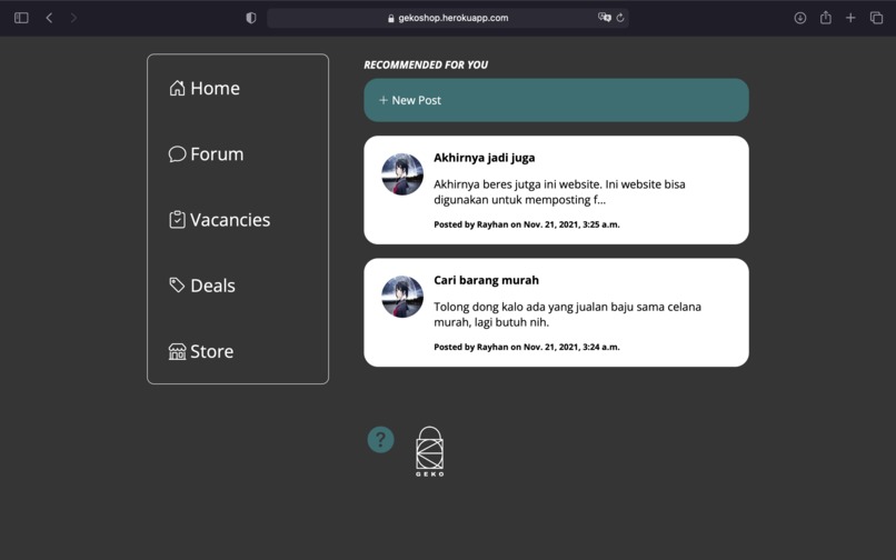 GEKO – screenshot 2