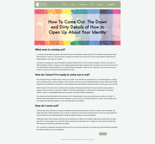 Opening the Closet Door: A Beginner’s Guide to Coming Out – screenshot 2