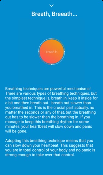 PanicNoter mobile application  – screenshot 1