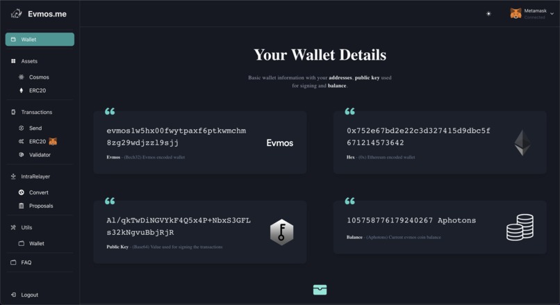 Evmos.me – screenshot 2