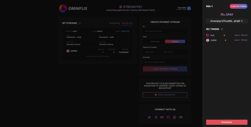 StreamPay - Streaming Payments (module) for Cosmos (chains) – screenshot 4