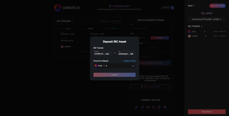 StreamPay - Streaming Payments (module) for Cosmos (chains) – screenshot 5