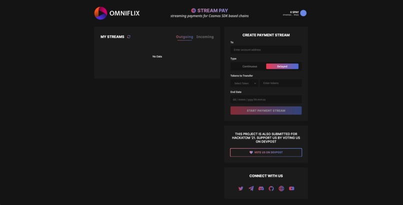 StreamPay - Streaming Payments (module) for Cosmos (chains) – screenshot 2