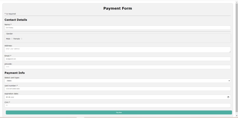 Payment Form – screenshot 1