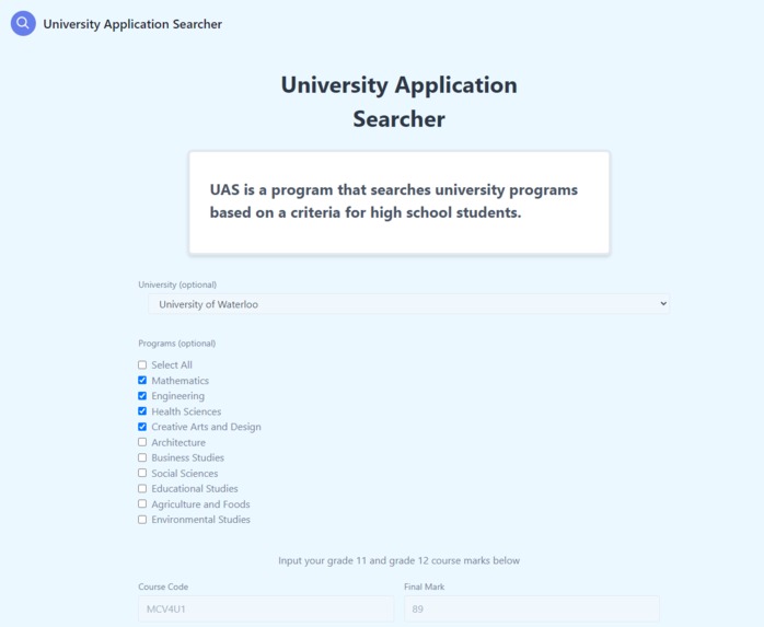 University Application Searcher – screenshot 2