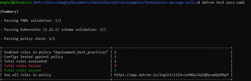 Custom Policies using Datree – screenshot 2