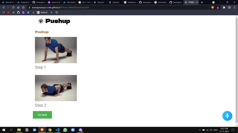 Fitness-website  – screenshot 1