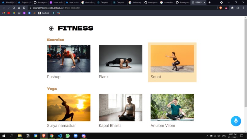 Fitness-website  – screenshot 2