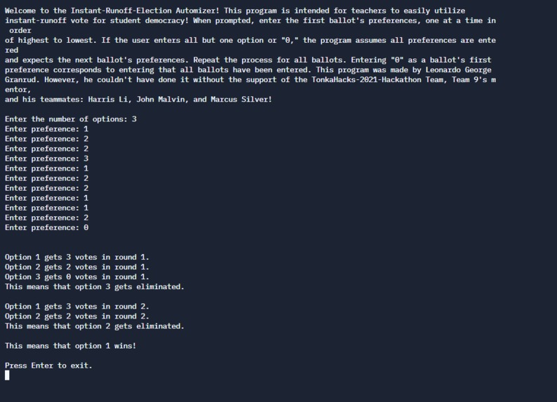 Instant-Runoff-Election Automizer – screenshot 1