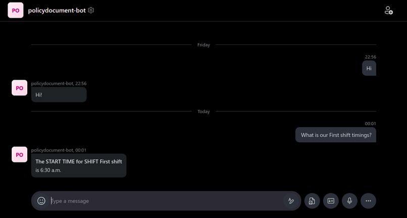 Organisation Policies Chat Bot – screenshot 1