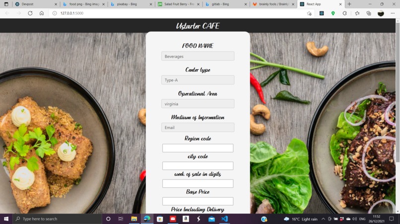 BrainlyFools-Food Delivery forecast Web app – screenshot 1