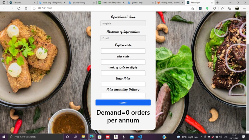 BrainlyFools-Food Delivery forecast Web app – screenshot 2